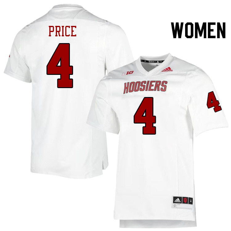 Women #4 Myles Price Indiana Hoosiers College Football Jerseys Stitched-Retro White